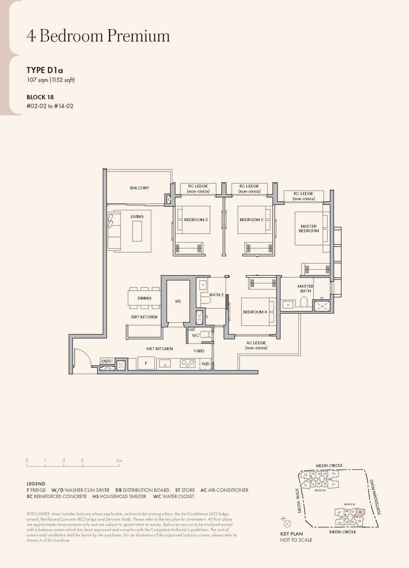 Hudson Place Residences 4 Bedroom Premium Type D1a floor plan 1152 sqft